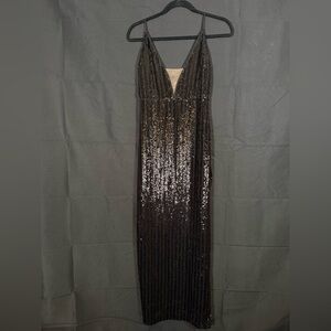 NBD Black Sequin High Slit Dress